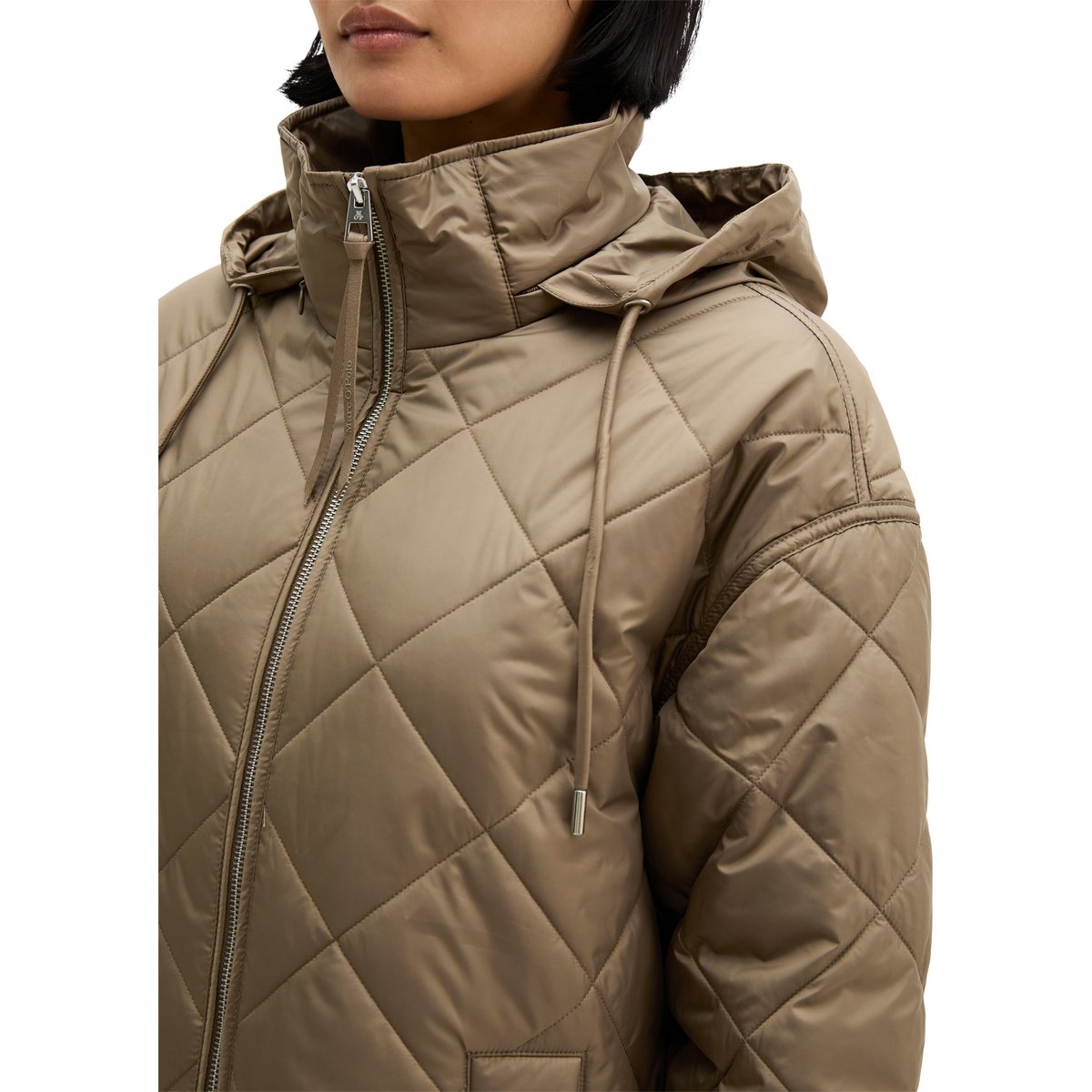 Manteau matelassé décontracté en polyester recyclé marron, MARC O'POLO
