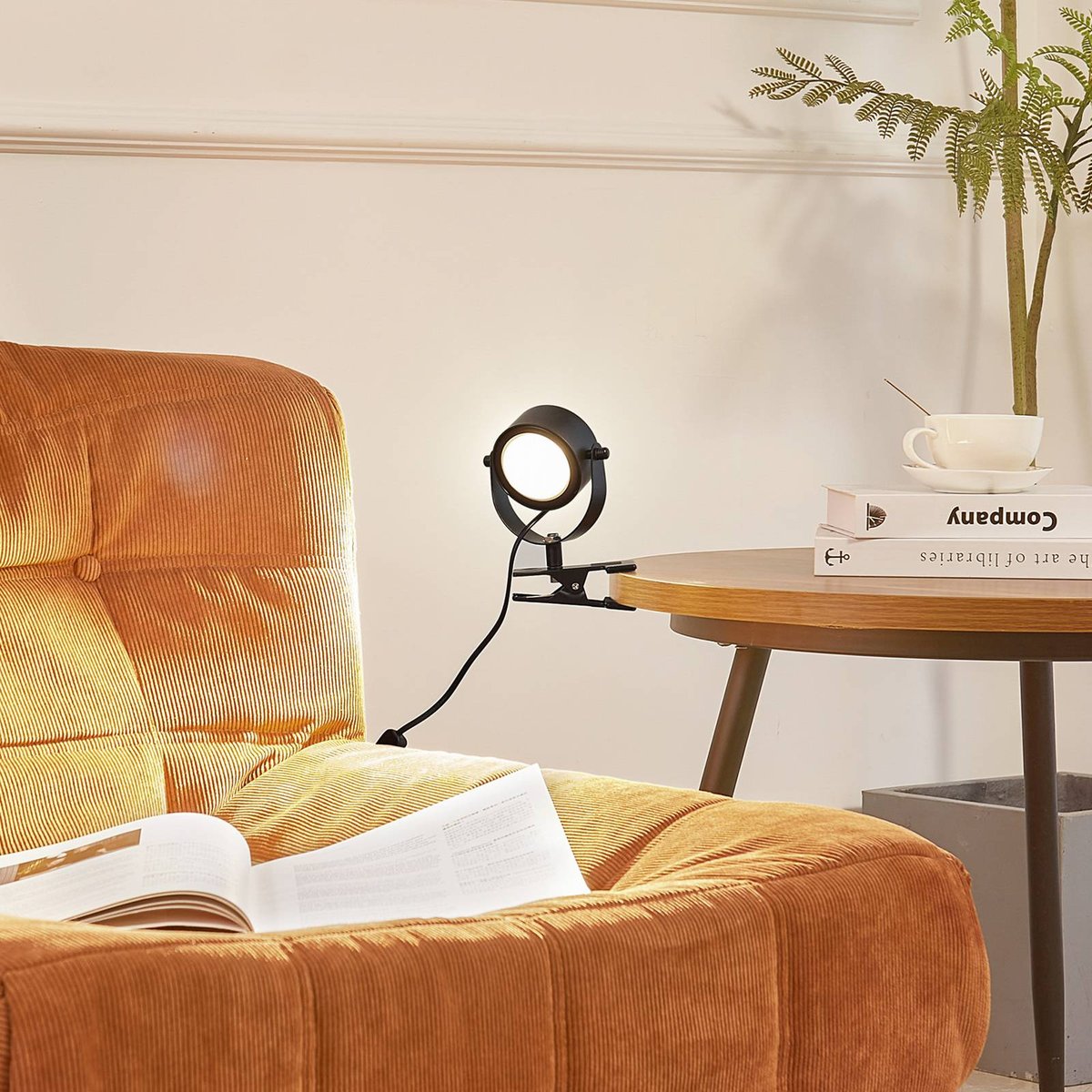 Lampe à pince en métal moderne, Jyla noir mat, LINDBY