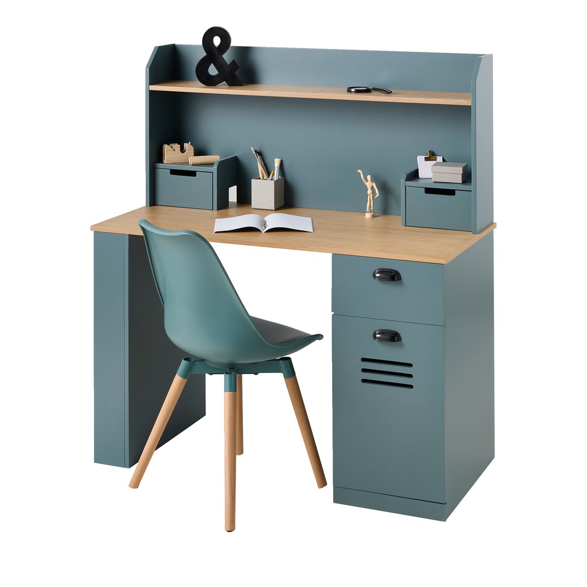 Bureau enfant/ado avec rangement - MISTRAL bleu grisé, VERTBAUDET
