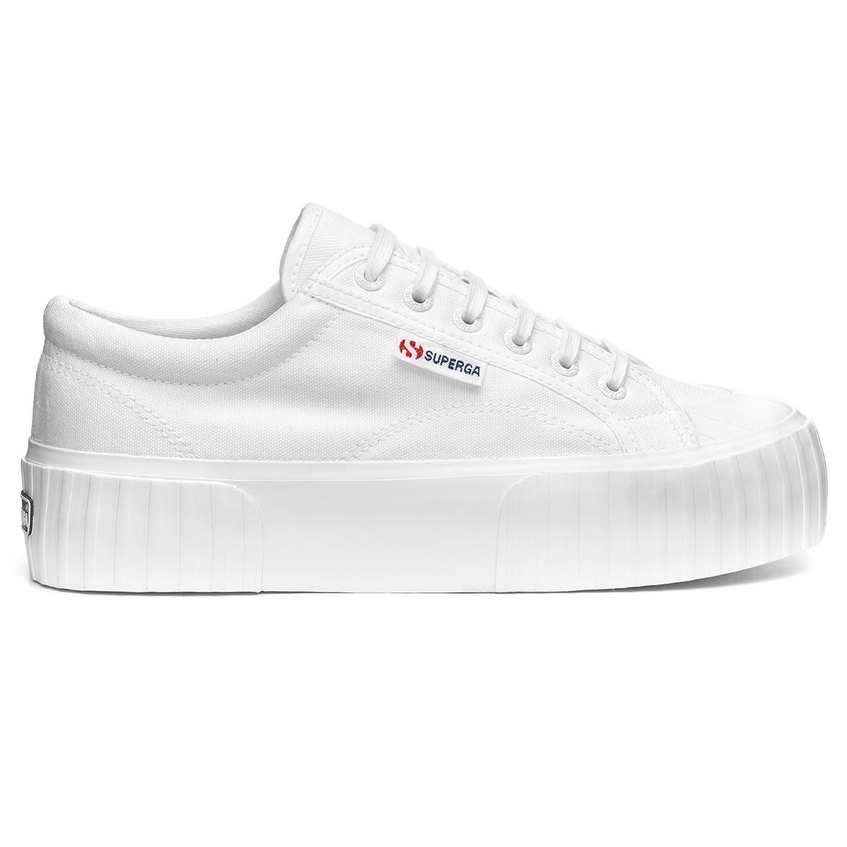 Baskets Compensées En Toile 2631 , Stripe blanc, SUPERGA