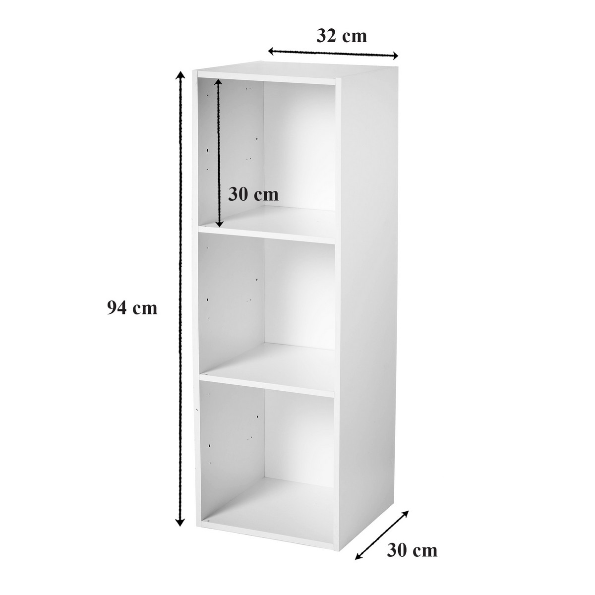 Etagère de rangement contemporaine 3 cases blanc, CALICOSY