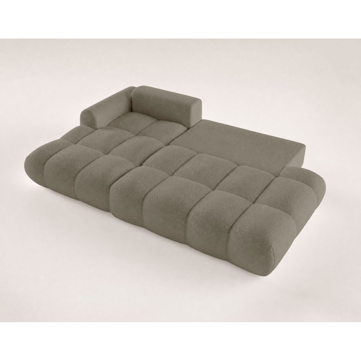 Canapé d'Angle Convertible en Tissu bouclette 4 places - YULIN gris, LISA DESIGN
