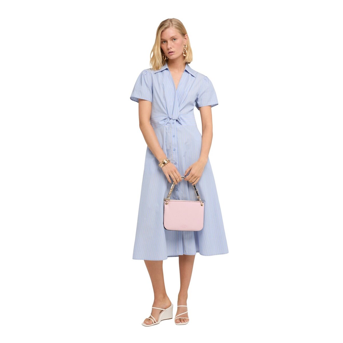 Robe chemise midi à rayures light - blue, MOTIVI