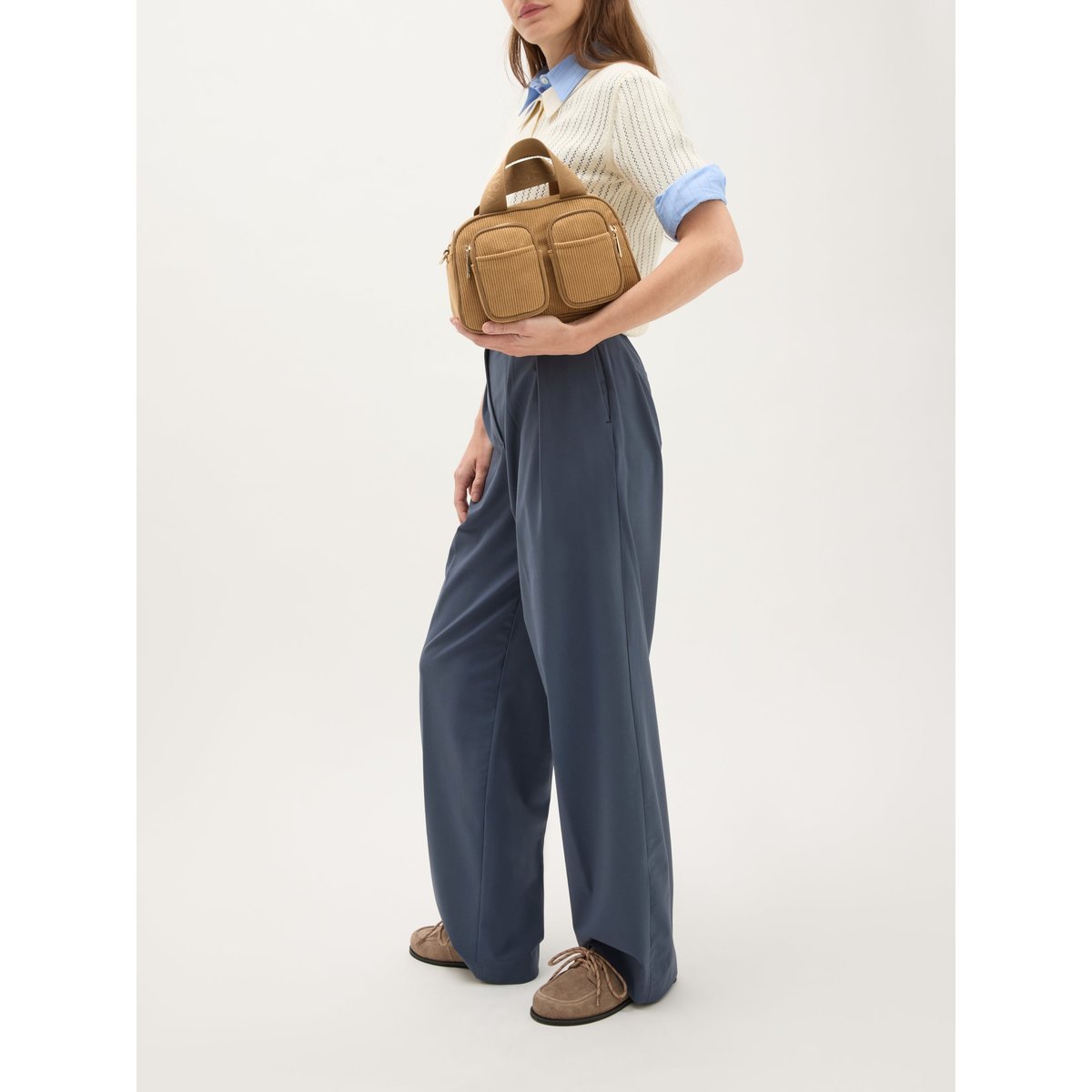 Mini sac bowling avec bandoulière Mini ODÉON camel, VANESSA WU