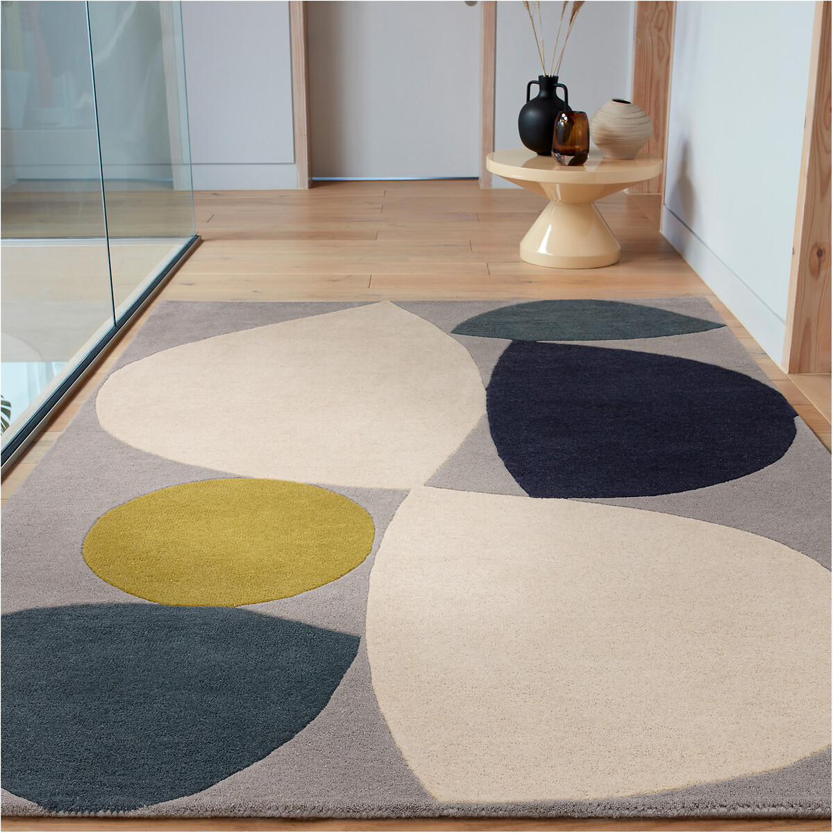 Mid Century Shapes Rug in 100% Wool teal, ÉDITÉ