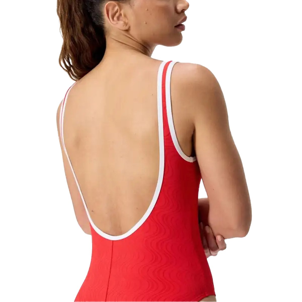Maillot de bain 1 pièce motif/style ondulé et contrasté rouge, SPEEDO