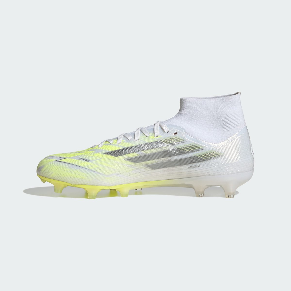 Chaussure De Football Femmes F50 Sparkfusion Pro Mid Cut Terrain Souple / Terrain Synthétique cloud white / iron metallic / hi-res yellow, adidas Performance