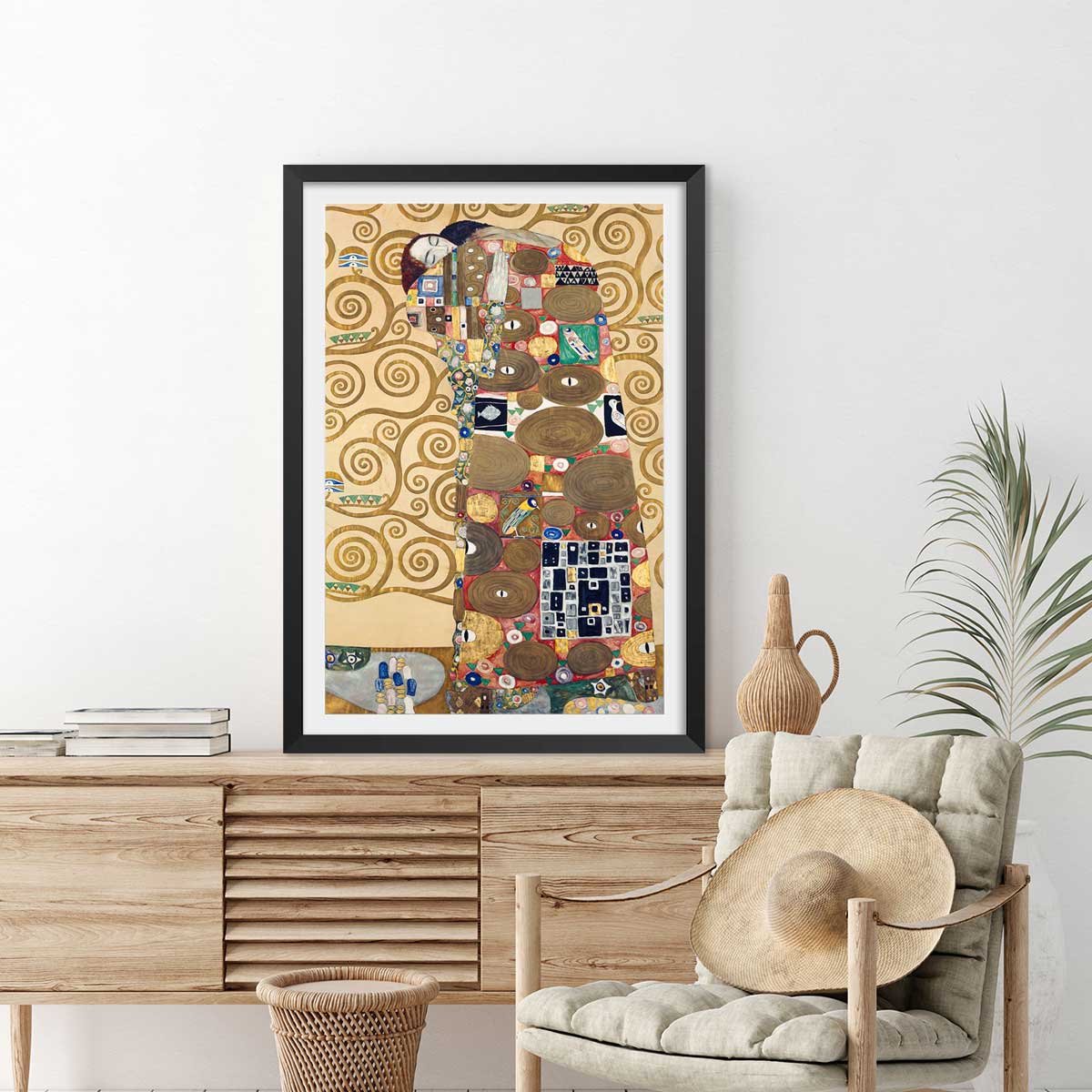 Affiche Accomplissement - Peinture de Gustav Klimt affiche + cadre en bois - noir, HEXOA