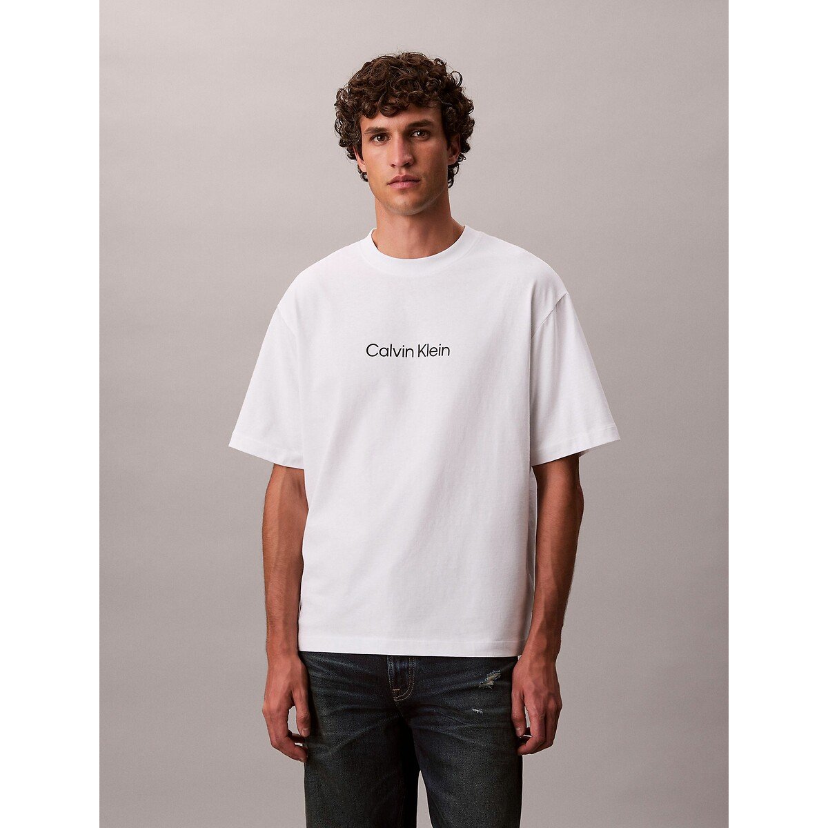 Relaxed fit T-shirt with short sleeves white, CALVIN KLEIN