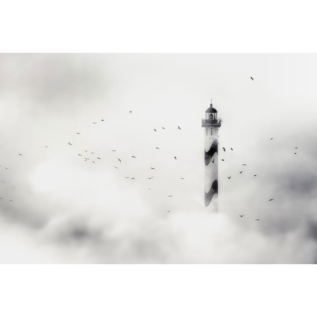 Tableau phare dans le brouillard tableau alu dibond, HEXOA
