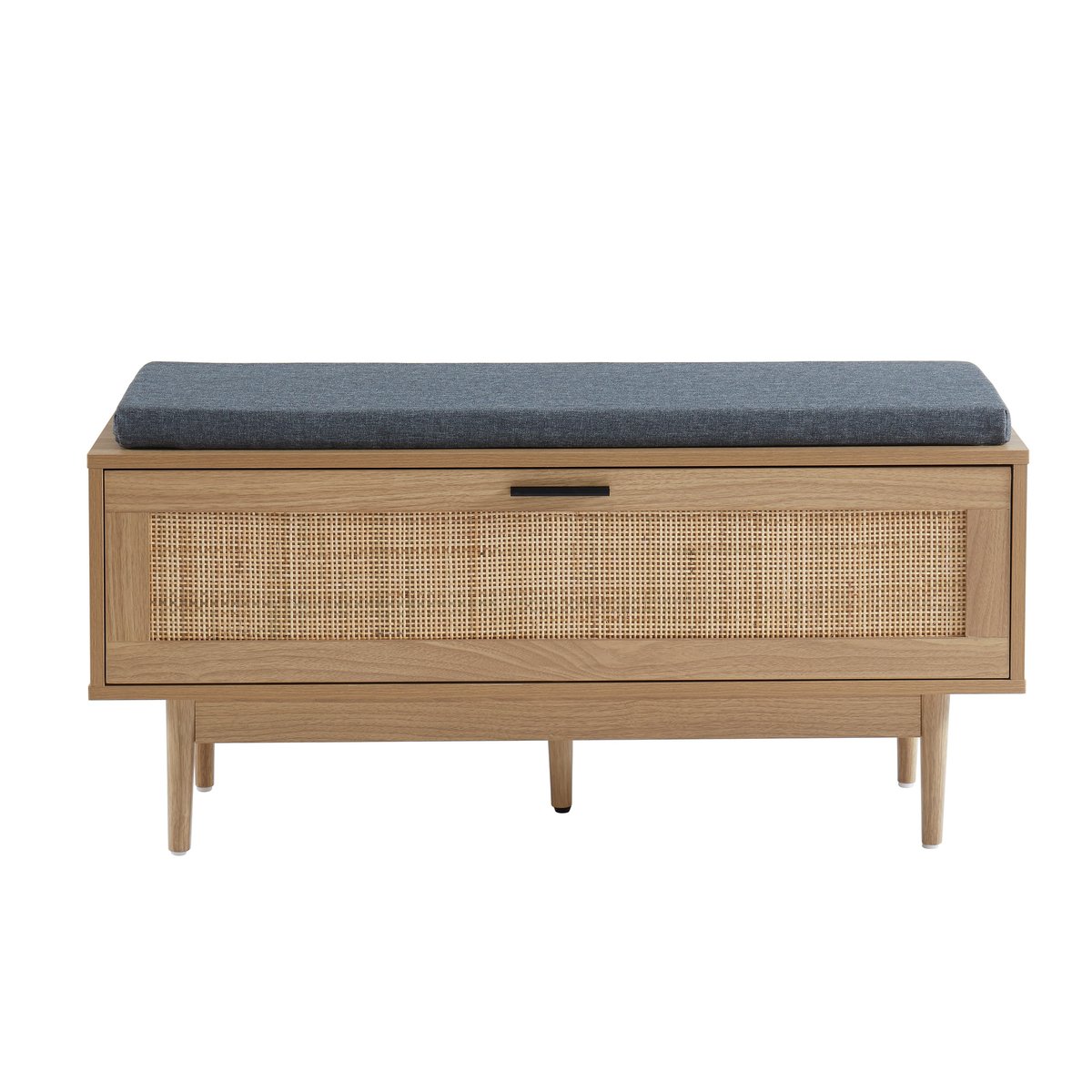 Banc à chaussures cannage rotin 1 porte  AMANA chêne clair, BAÏTA