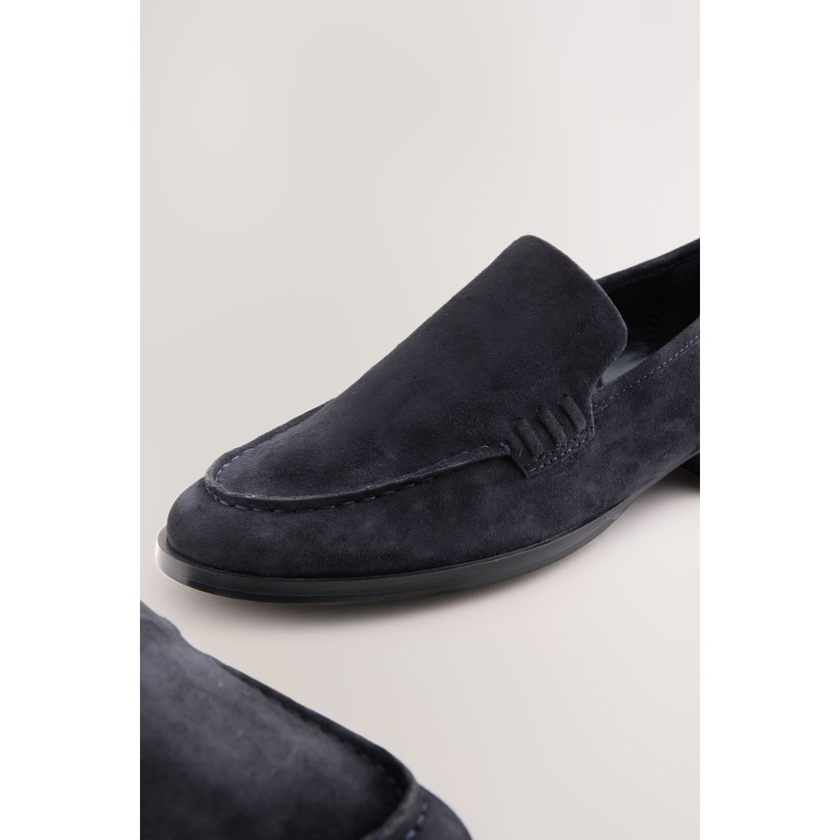 Mocassins bout rond en cuir bleu marine, NEXT