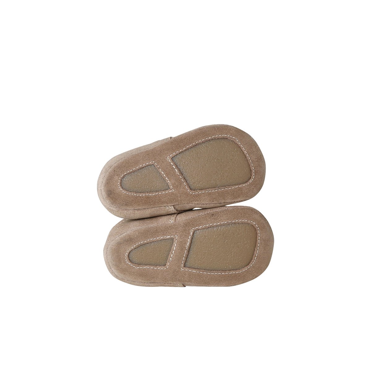 Chaussons cuir à scratch beige, VERTBAUDET