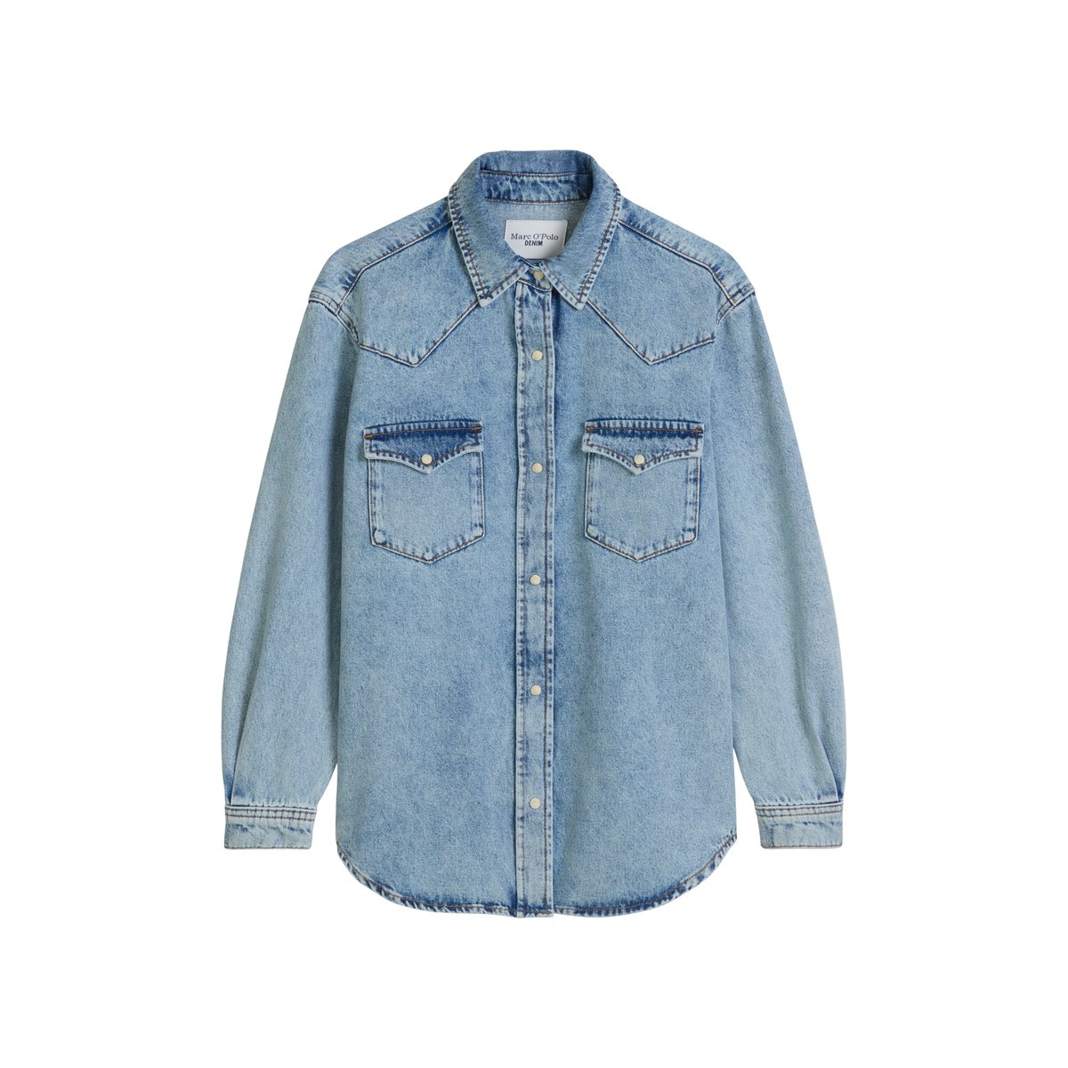 Chemise en jean oversize en denim avec fibres d'ortie européennes bleu clair, MARC O’POLO DENIM