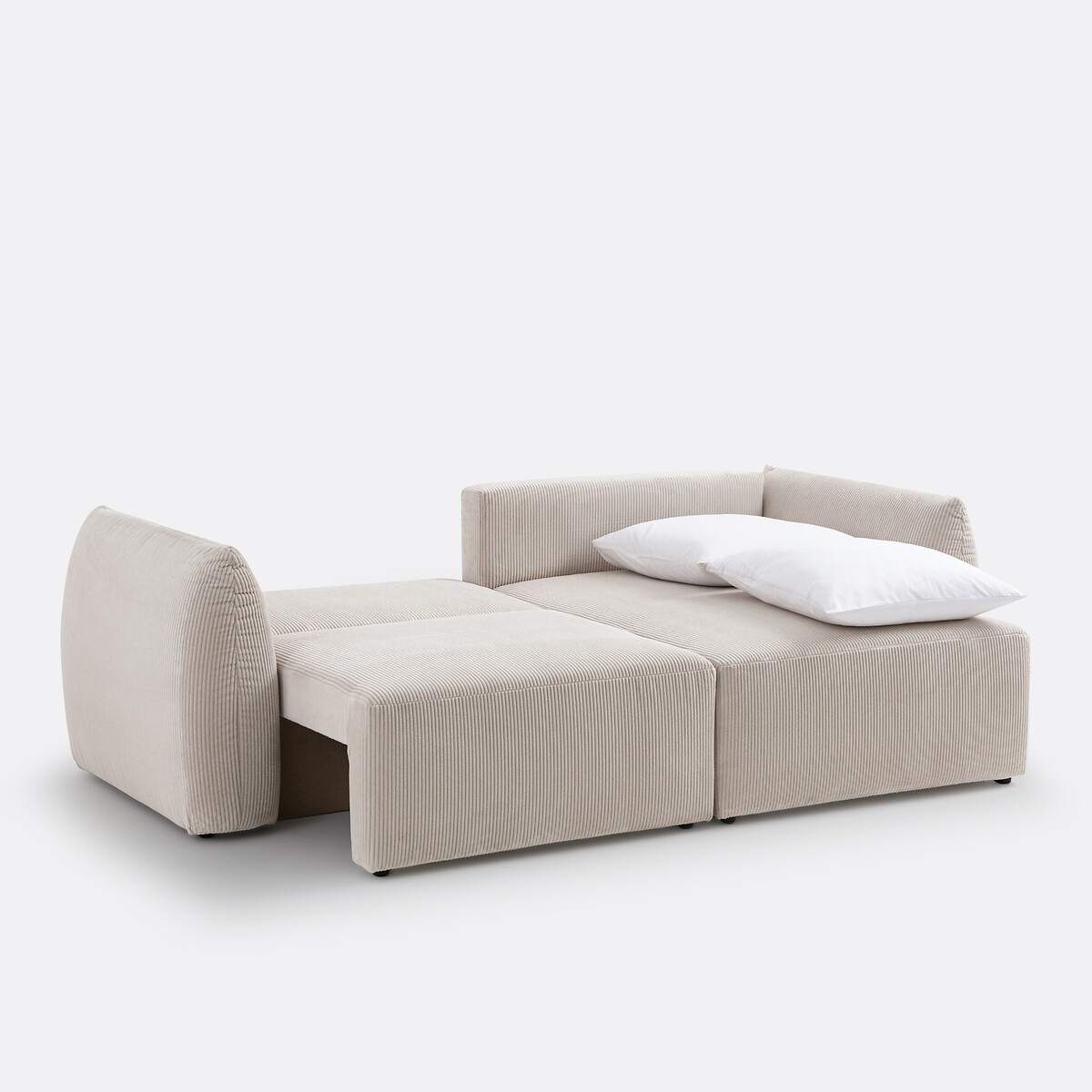 Edith Corduroy 3-Seater Corner Sofa Bed with Storage beige, LA REDOUTE INTERIEURS