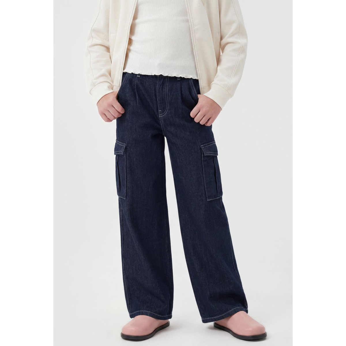 Jeans Cargo Wide Leg Relaxed bleu foncé, GUESS KIDS
