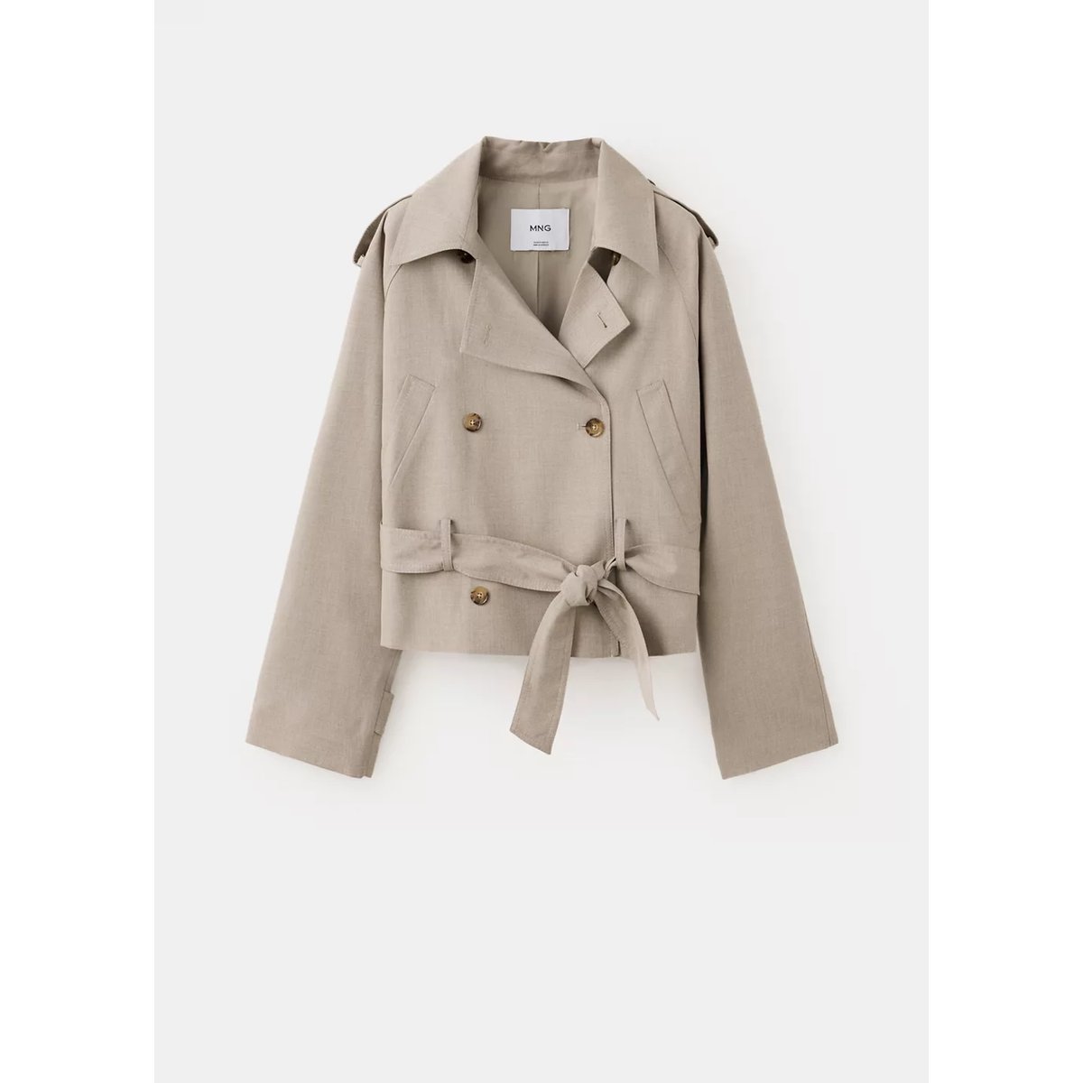 Trench court ceinture beige, MANGO