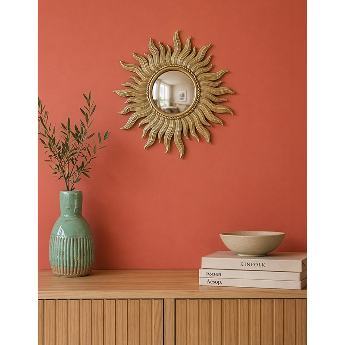 Miroir convexe soleil 26cm or, EMDE