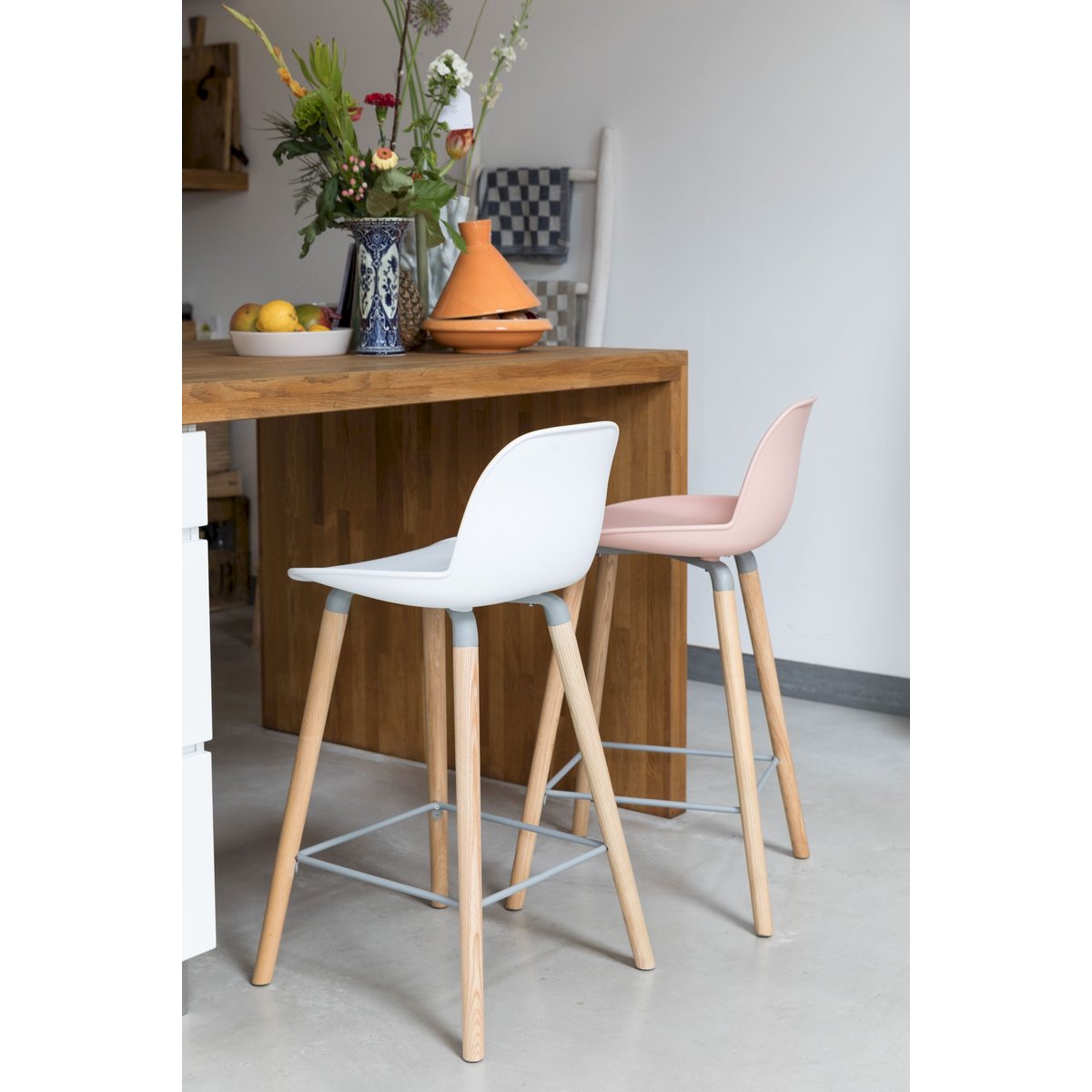 Tabouret de comptoir design H65 en polypropylène - ALBERT KUIP blanc, ZUIVER