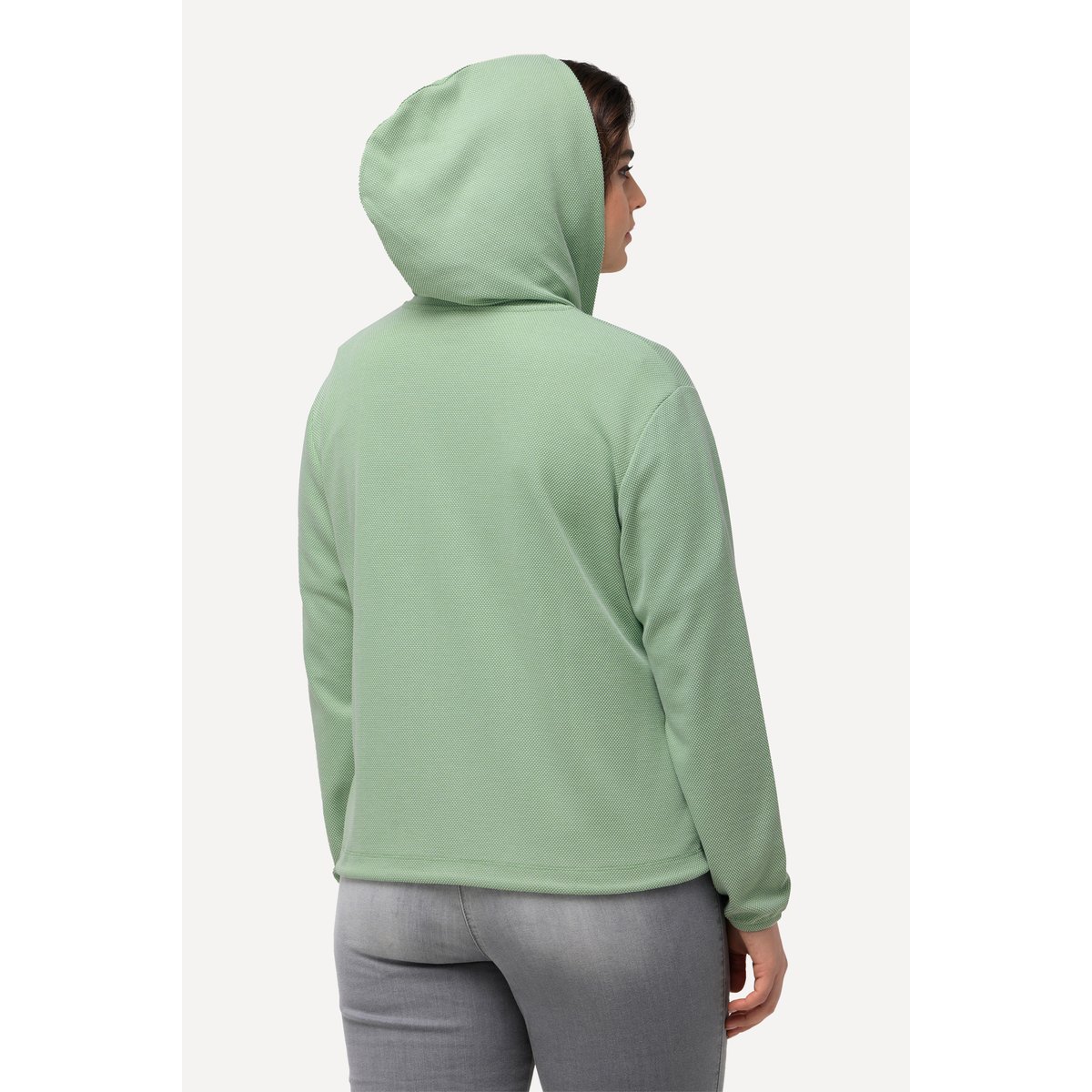 Veste à capuche en molleton piqué vert clair, ULLA POPKEN