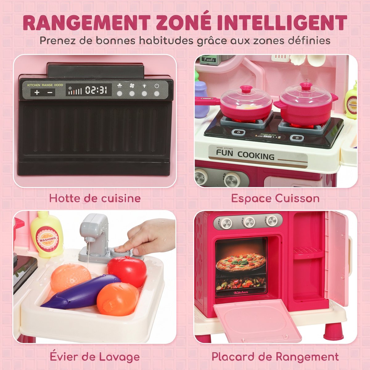 Ensemble de cuisine pour enfants Plastique rose, blanc, AIYAPLAY