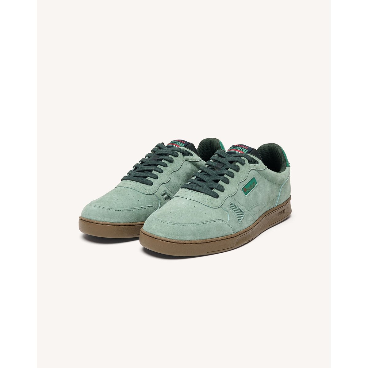 Baskets basses en cuir nubuck vert clair, FAGUO