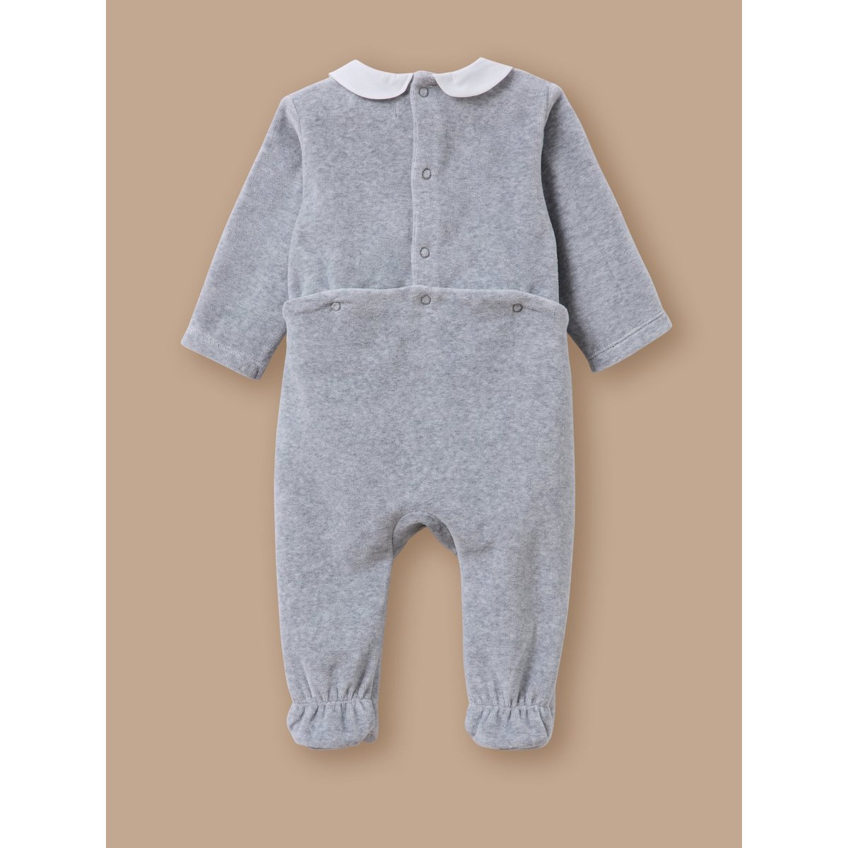 Dors-bien velours brodé gris chine, CYRILLUS