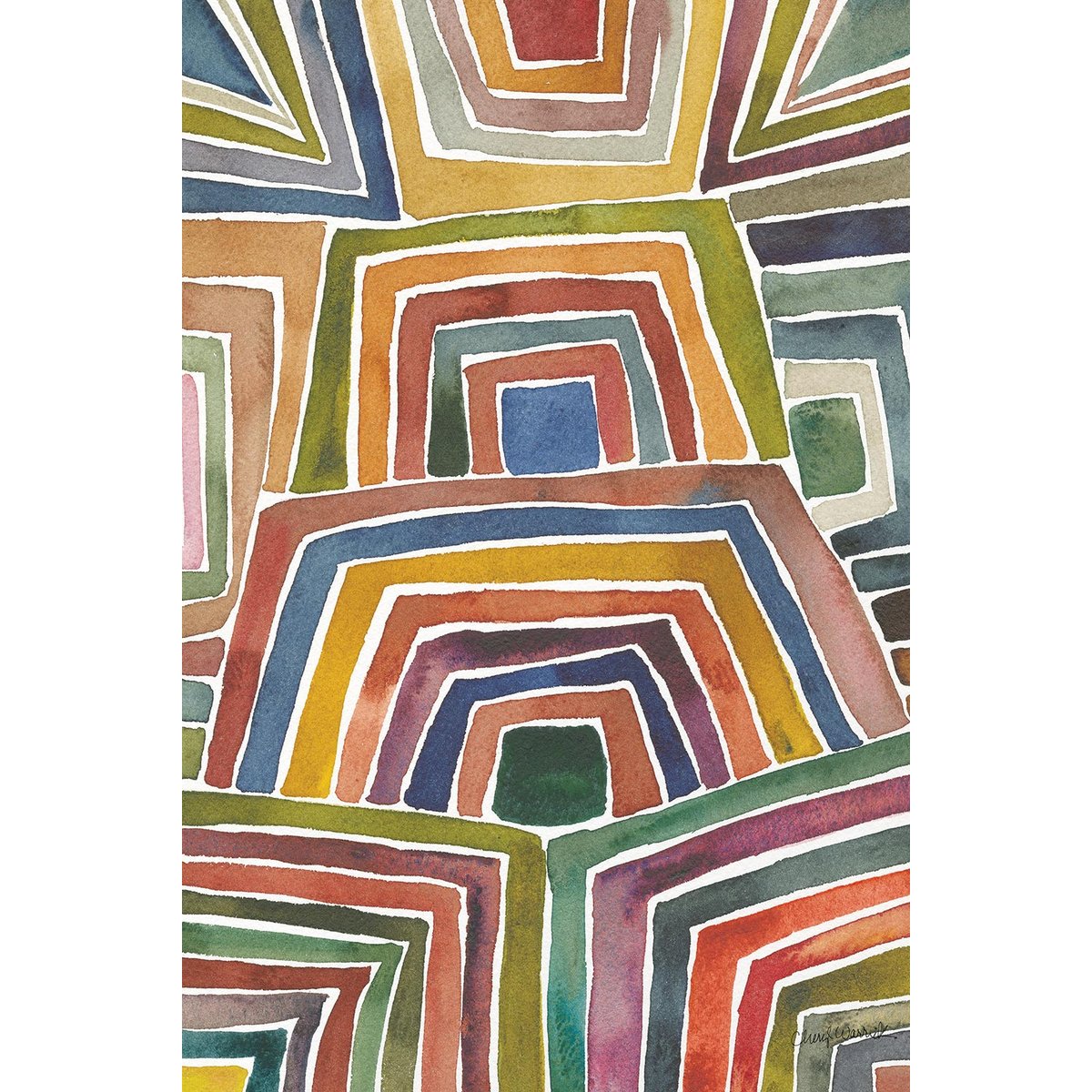 Tableau abstrait rayures ii toile imprimée, HEXOA
