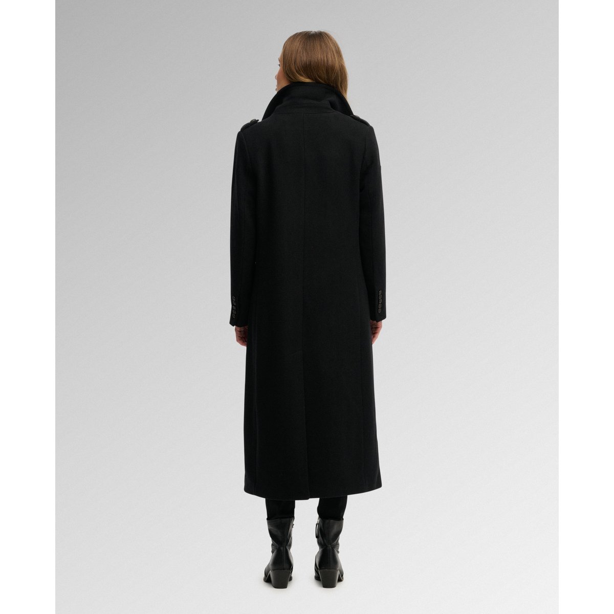 Manteau Croisé en Mélange de Laine noir, SUPERDRY