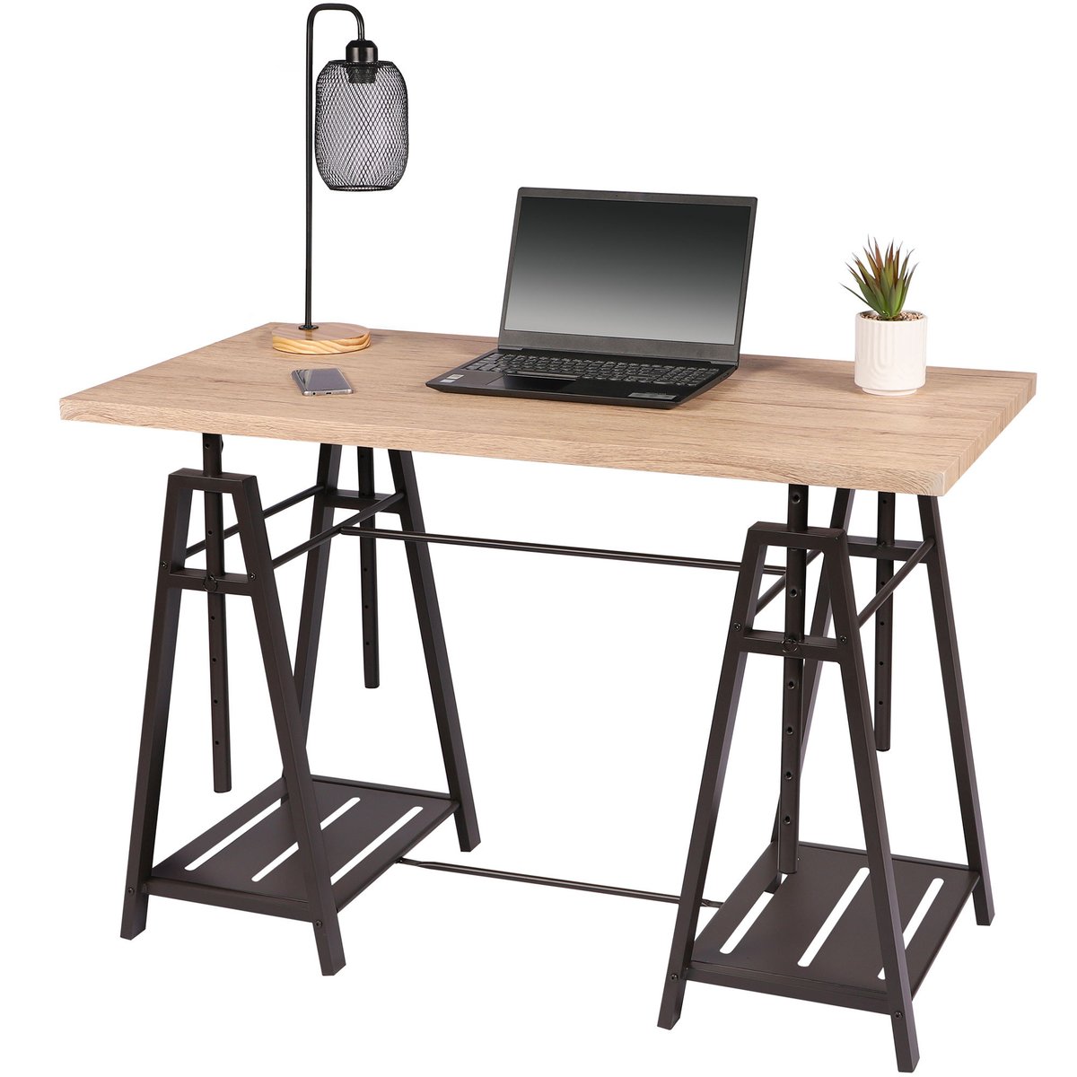 Bureau architecte avec pied en trépied design industriel DOCK noir, URBAN LIVING