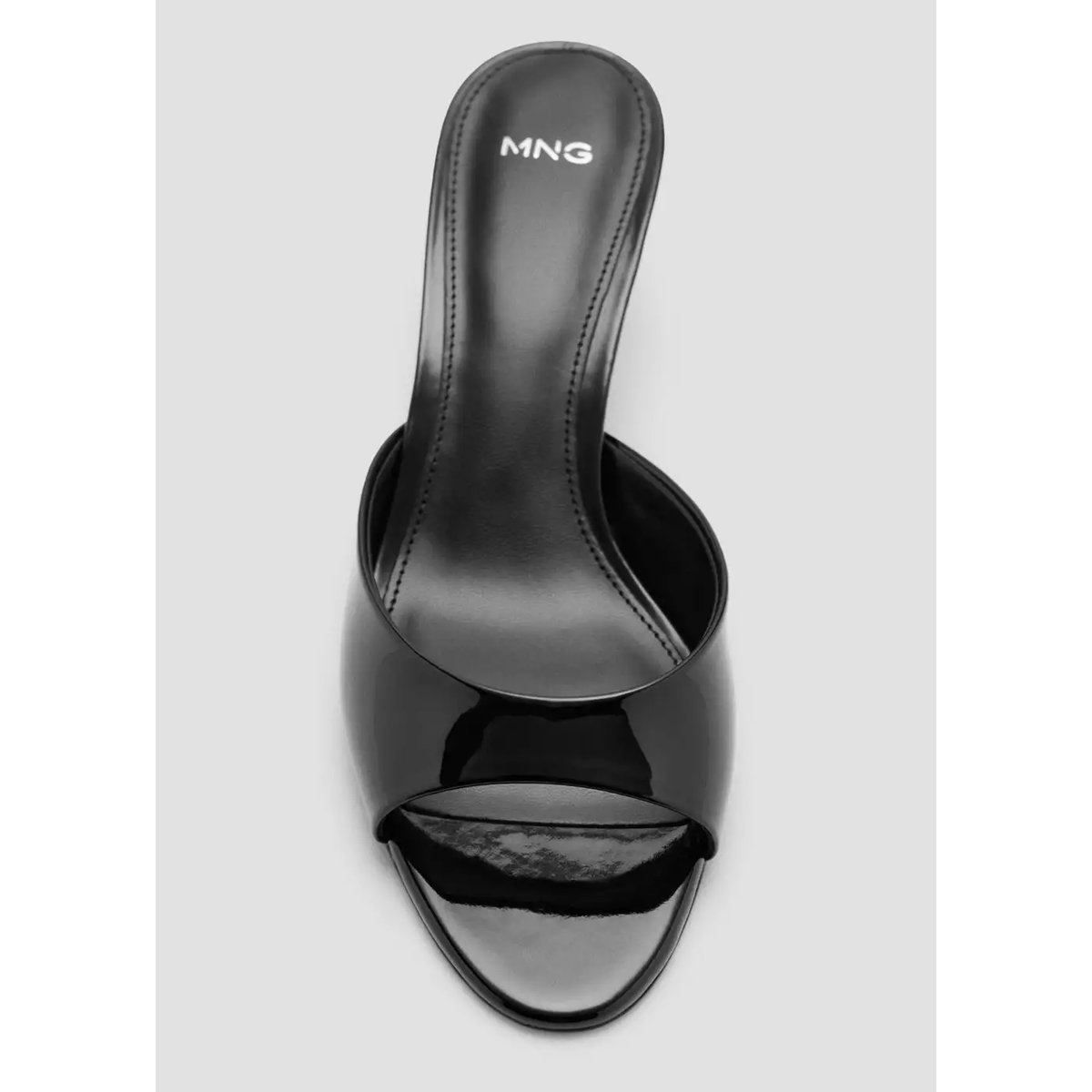 Sandales lanière talon kitten heel noir, MANGO