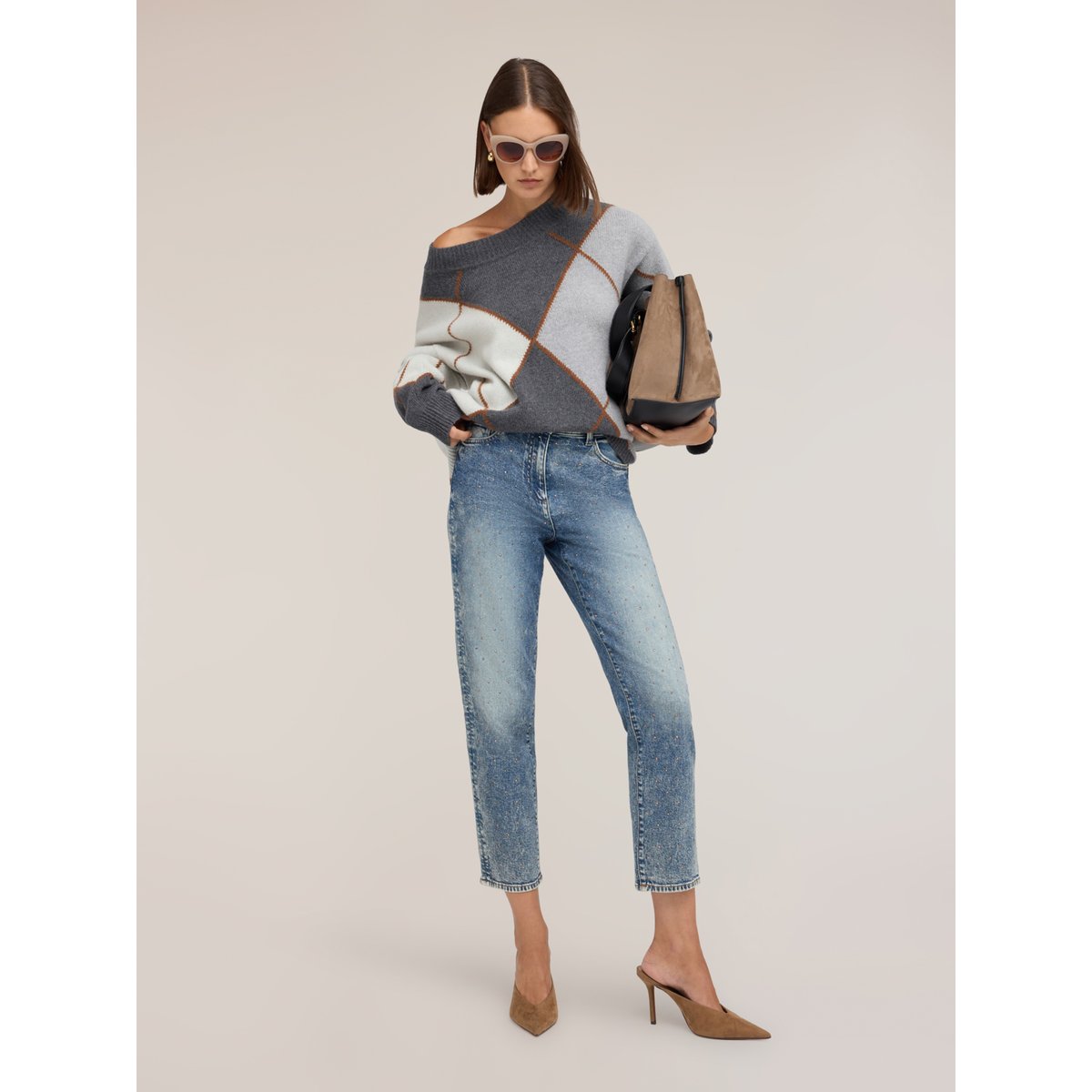 Jean regular mum fit avec strass light - blue, MOTIVI
