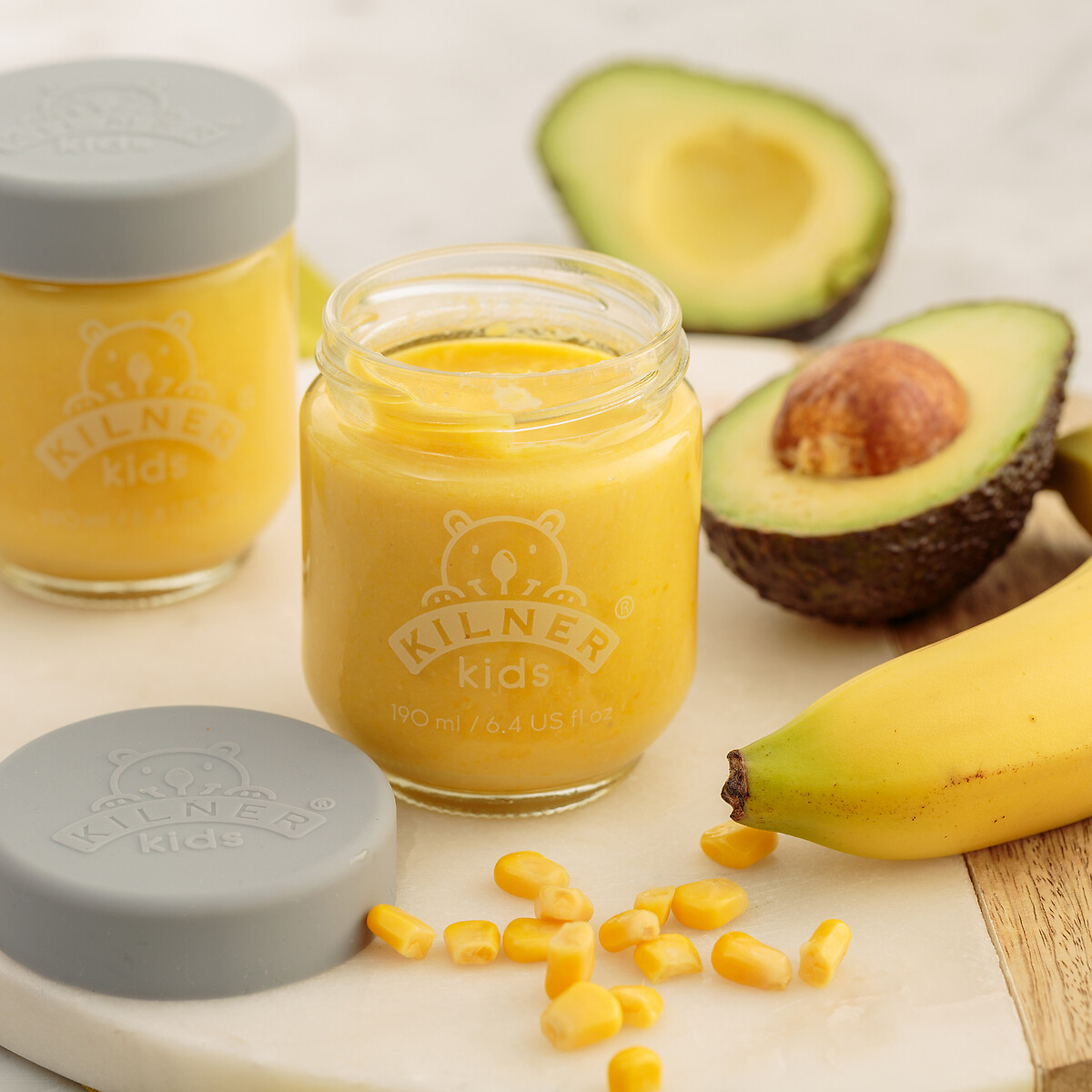 Set of 6 190ml Kids Jars with Silicon Lids glass, KILNER
