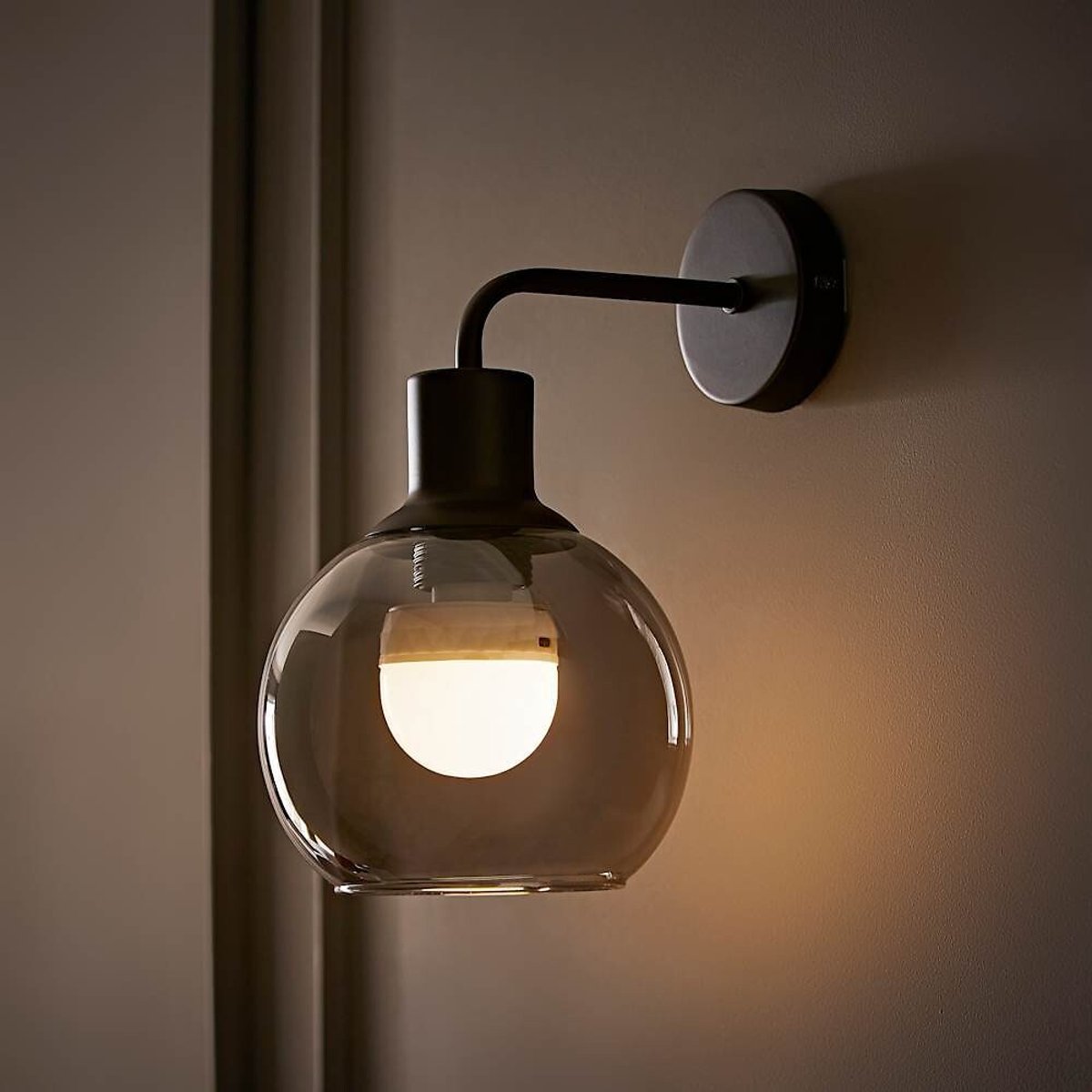 Brady Rechargeable Glass Globe Wall Light black, SO'HOME