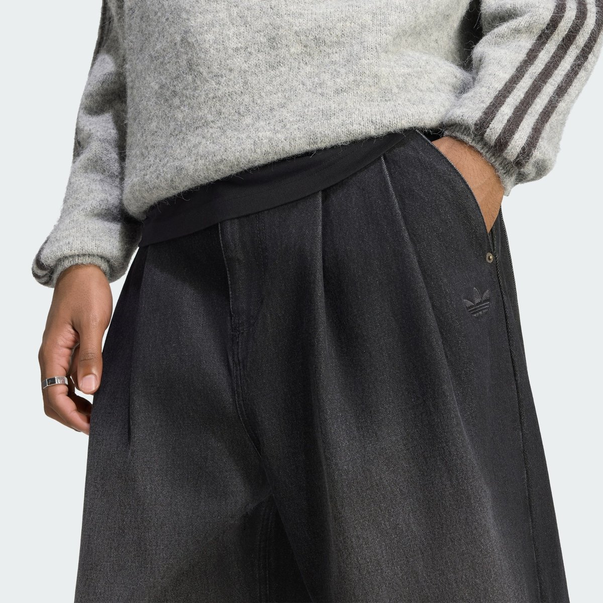Jean Taille Mi-Haute Wide Leg Jean Taille Mi-Haute Wide Leg true black denim, adidas Originals