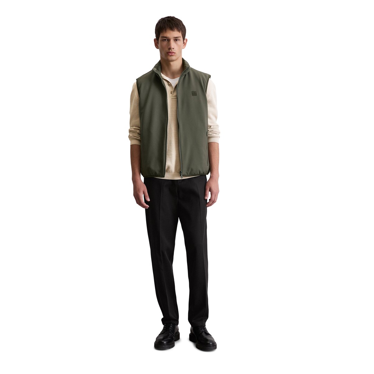 Gilet réversible en softshell et en piqué vert foncé, MARC O'POLO