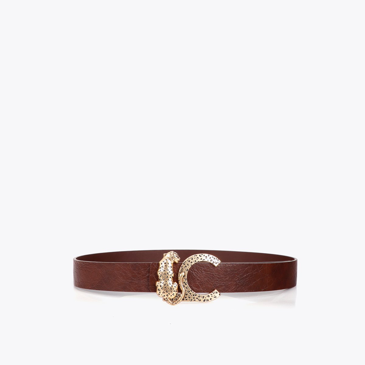 Ceinture à boucle léopard dorée marron, LOLA CASADEMUNT