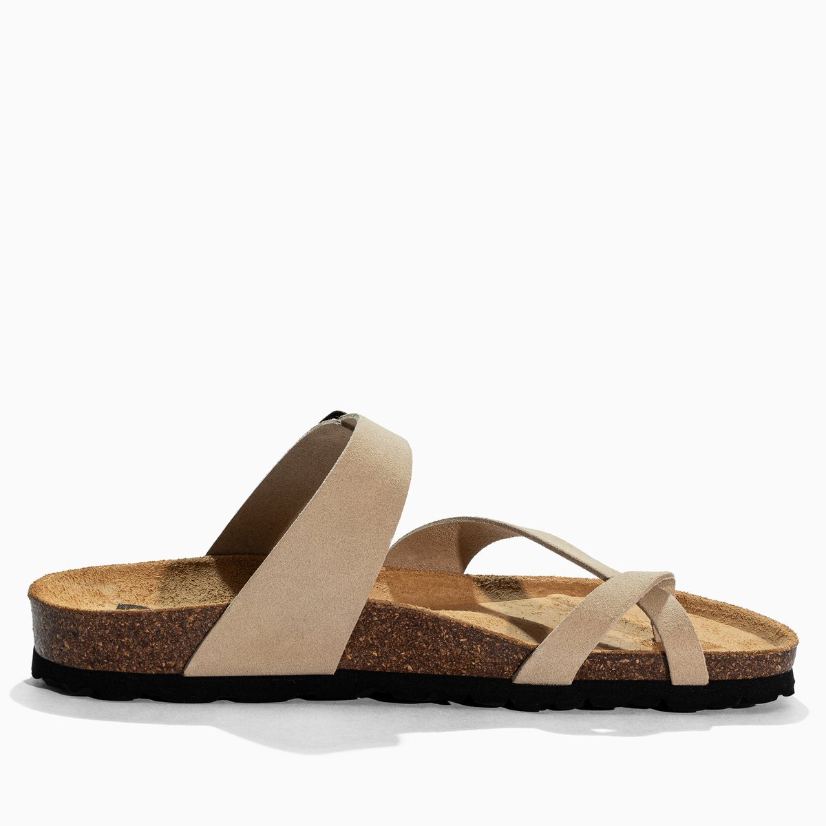 Tongs en cuir suédé DIANE beige, BAYTON
