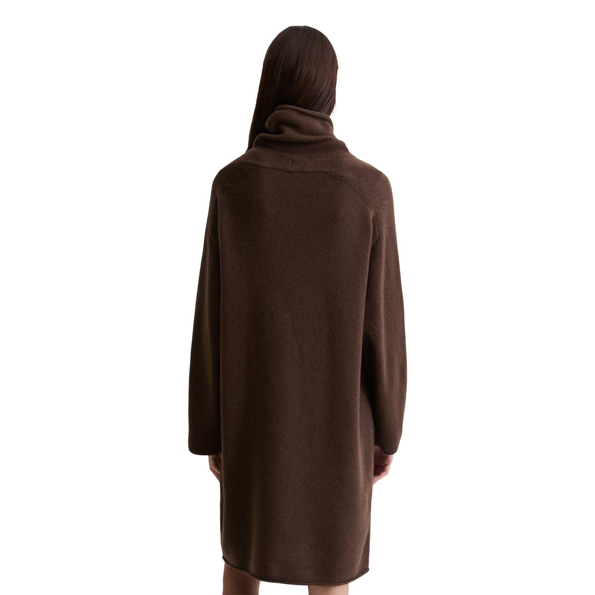 Robe en tricot relaxed en doux mélange de laine mérinos marron foncé, MARC O'POLO