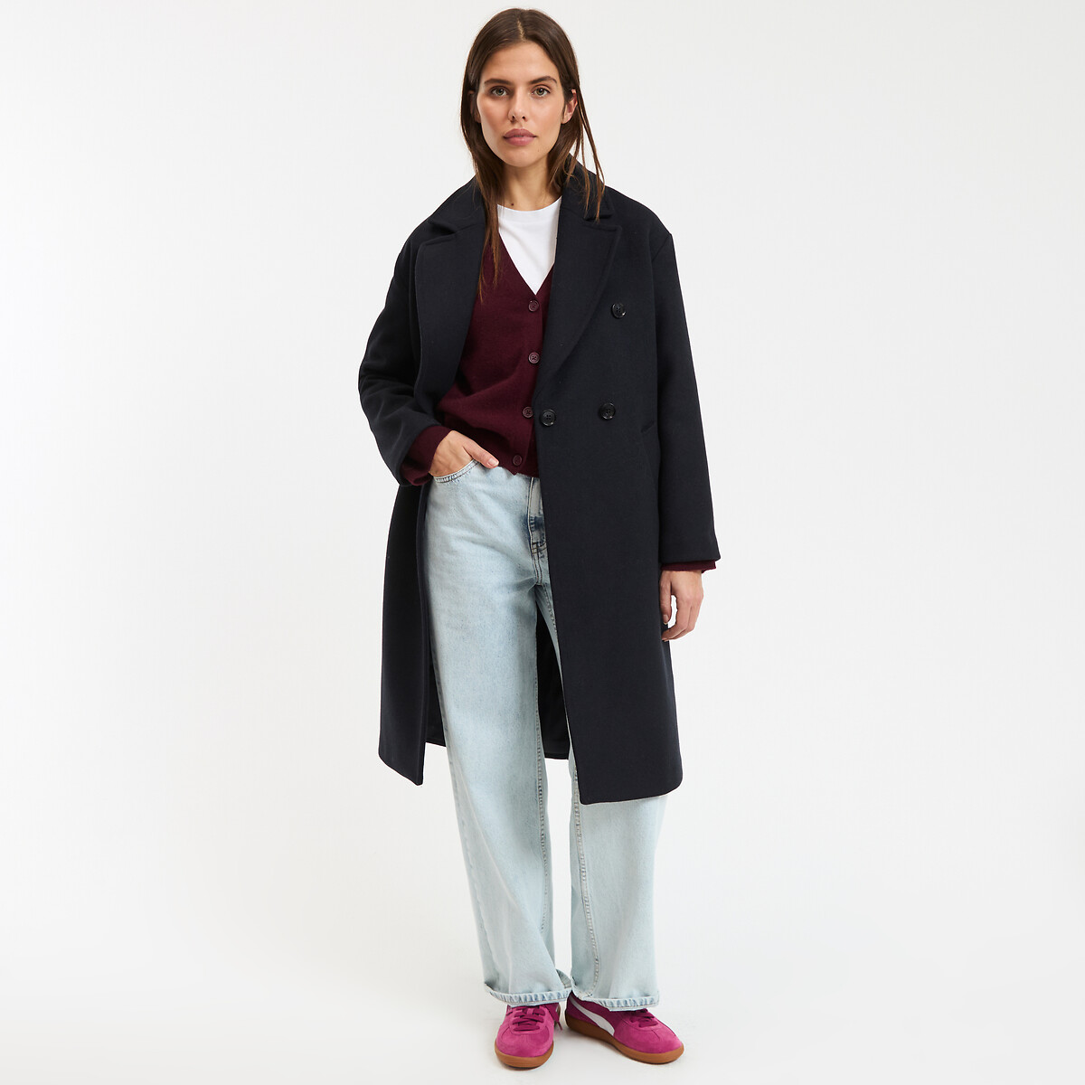 Signatures Barnabé Coat in Wool Mix navy blue, LA REDOUTE COLLECTIONS