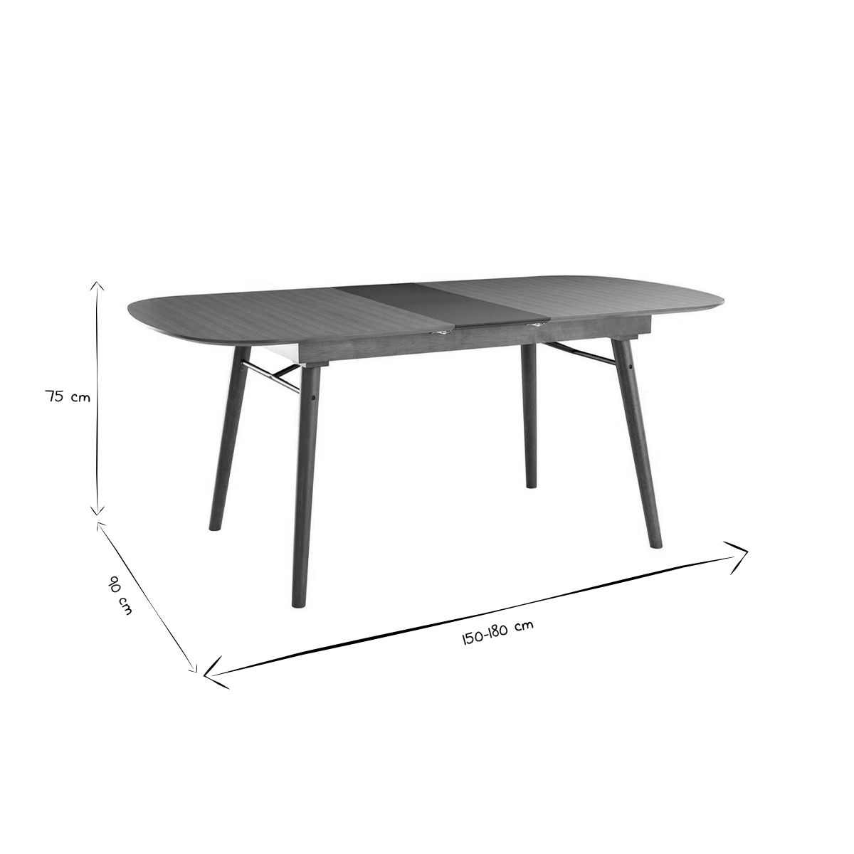 Table extensible rallonges intégrées rectangulaire L150-180 cm SHELDON noyer, MILIBOO