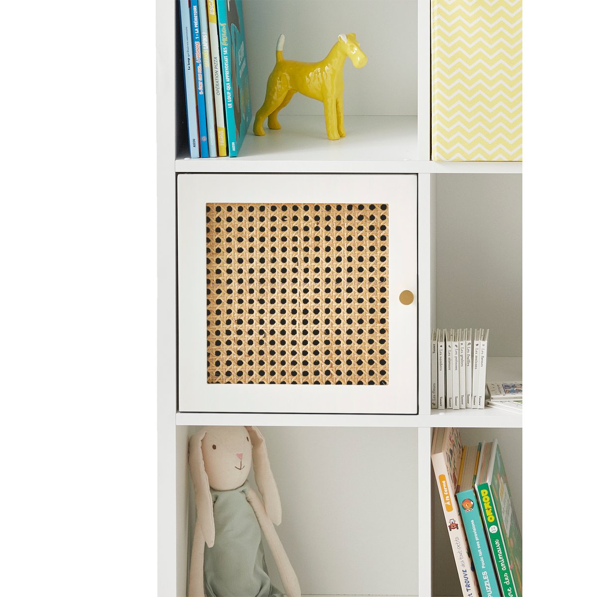 Porte pour meuble à cases cannage blanc, VERTBAUDET