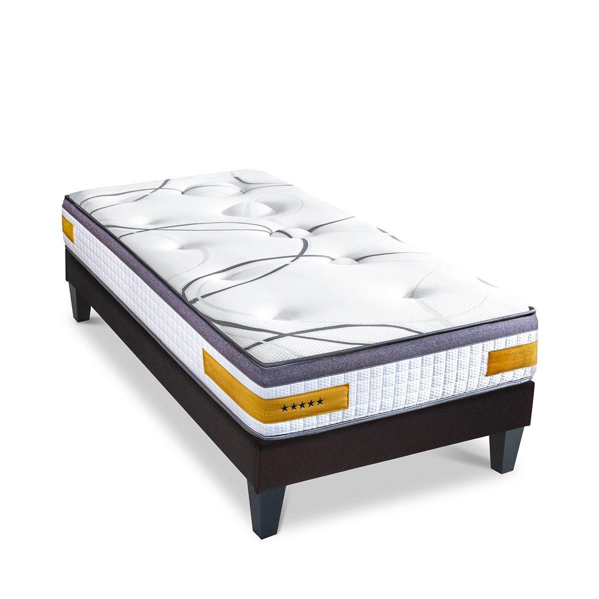 Ensemble Matelas Mémoire de forme COPENHAGUE avec sommier couleur unique, BELLECOUR