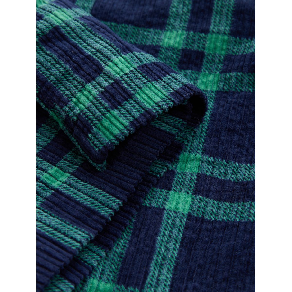 Jupe courte en velours côtelé carreaux bleu marine/vert, NEXT