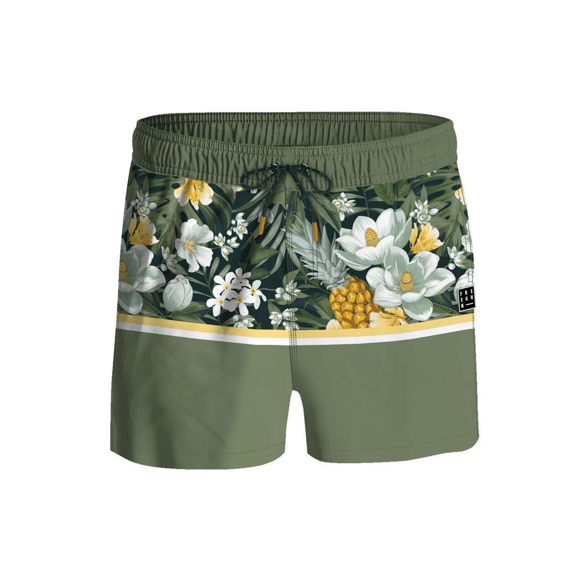 Maillot de Bain short kaki/jaune/blanc, FREEGUN