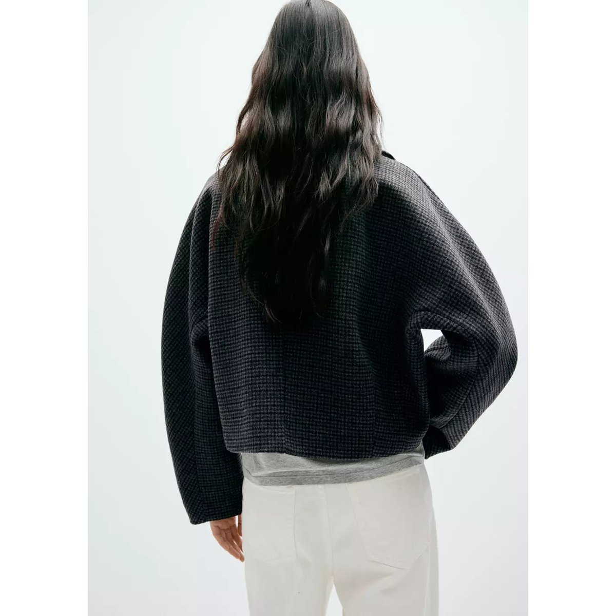 Veste laine pied-de-poule bleu marine, MANGO