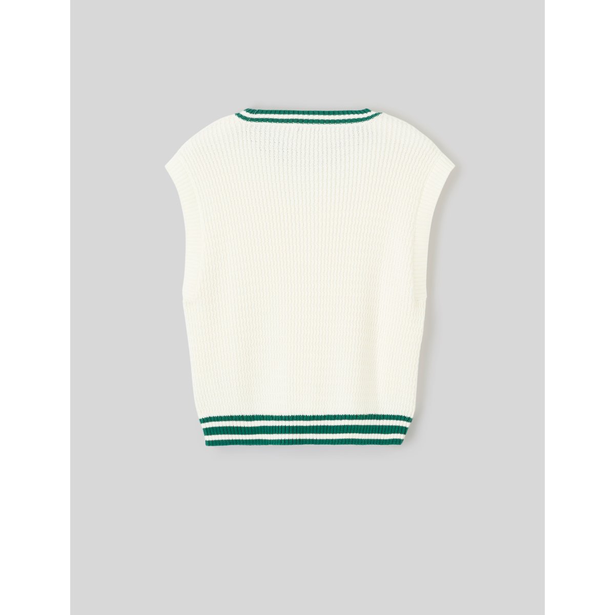 Pull sans manches côtelé blanc écru, BZB