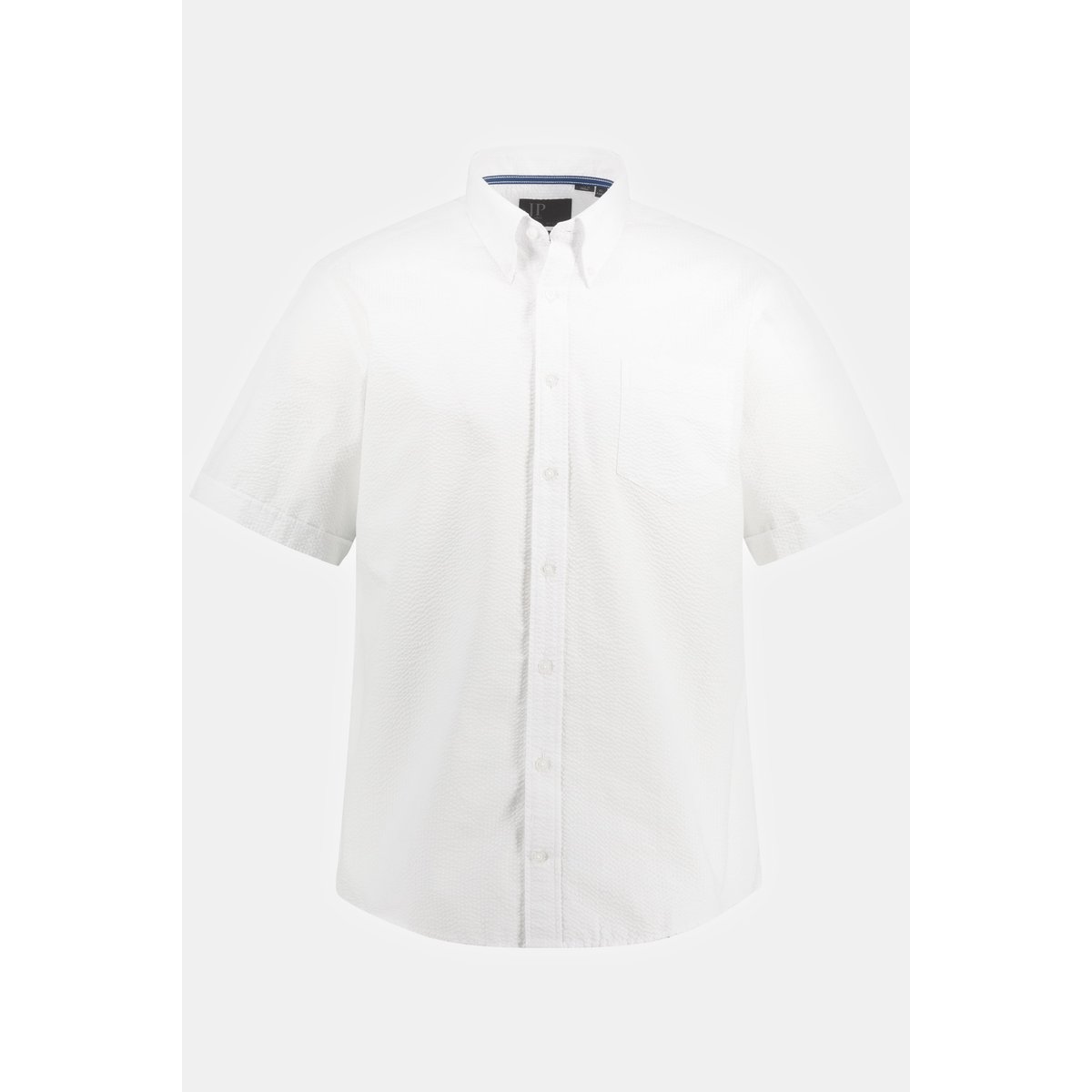 Chemise en seersucker à rayures. Manches blanc neige, JP1880