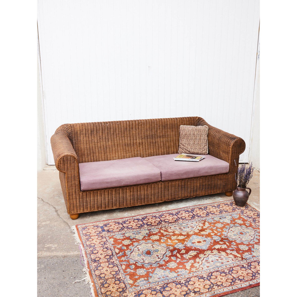 Canapé en rotin vintage Jacques N°143 - Bon état marron, DEBONGOUT