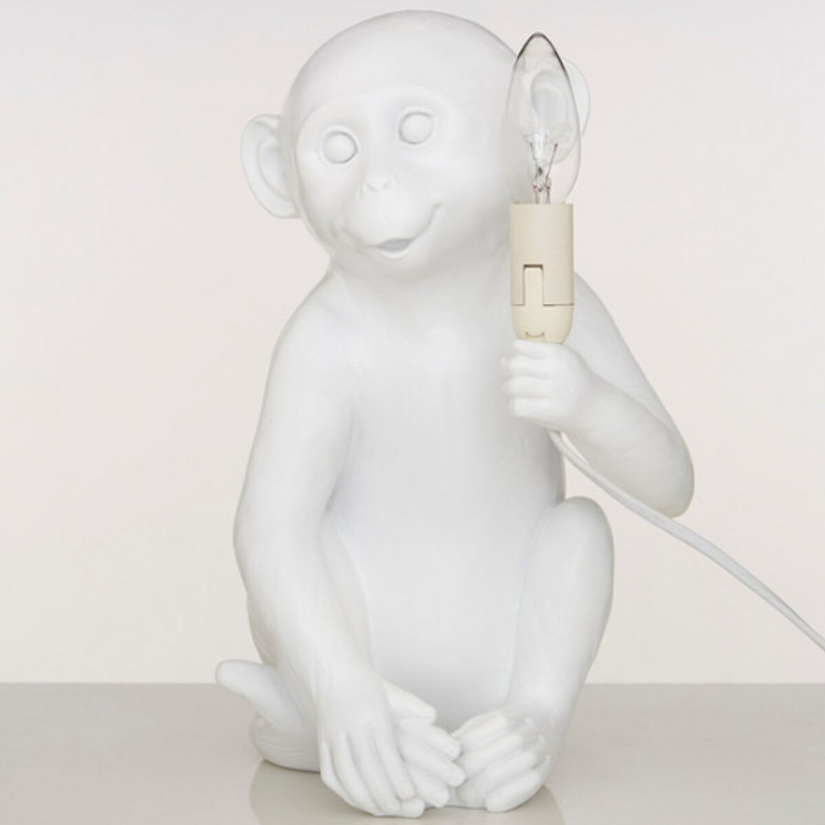 White Ceramic Monkey Table Lamp white, SO'HOME